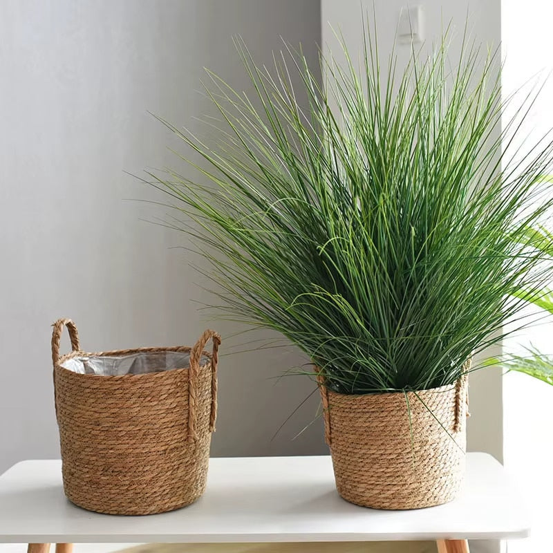 Handcrafted rattan planter with side handles