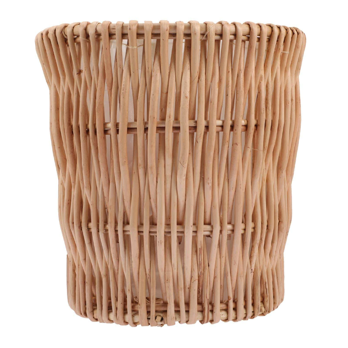Round woven rattan wastebasket – another view