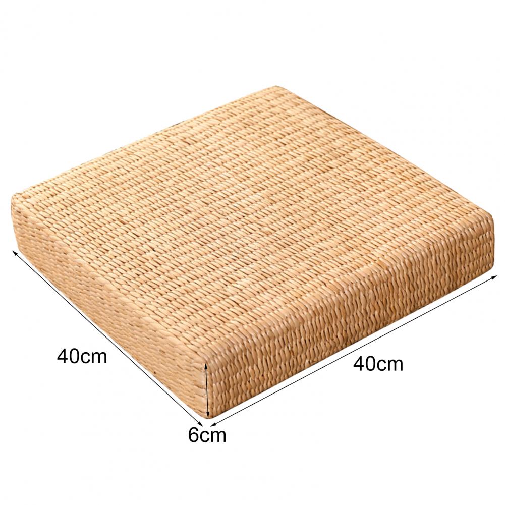 Square flat rattan pouf with a tight braid – dimensions diagram