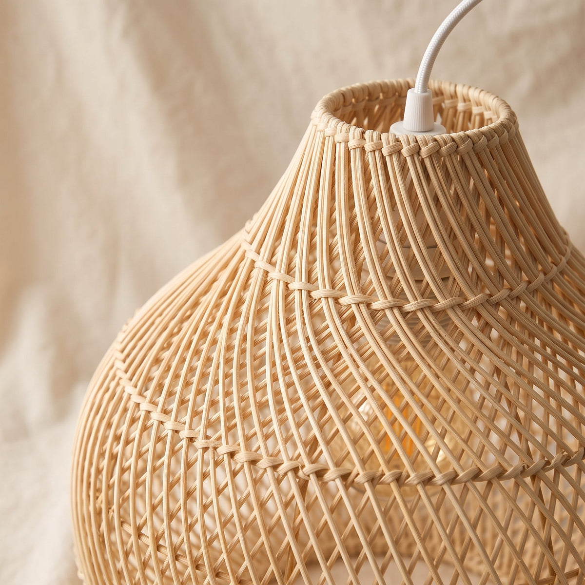Rattan onion pendant light – close-up detail