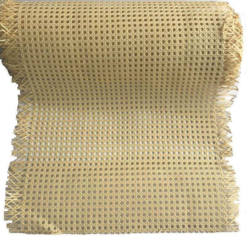Roll of waterproof plastic rattan webbing – beige variant, close-up detail