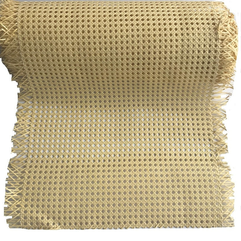 Woven plastic artificial rattan roll – beige variant, close-up detail