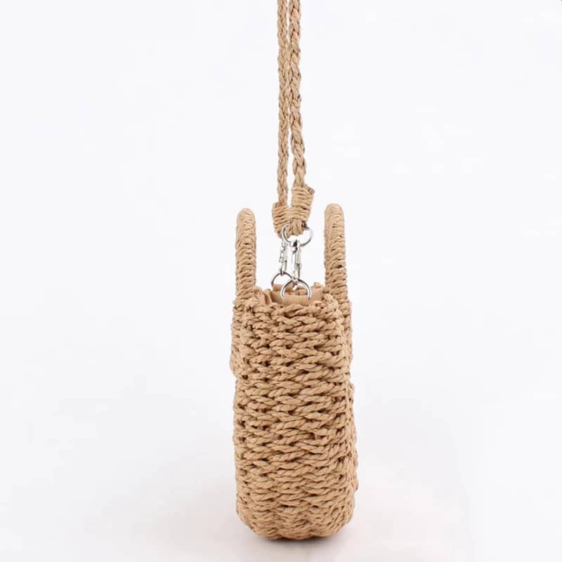 Half-moon woven rattan crossbody bag