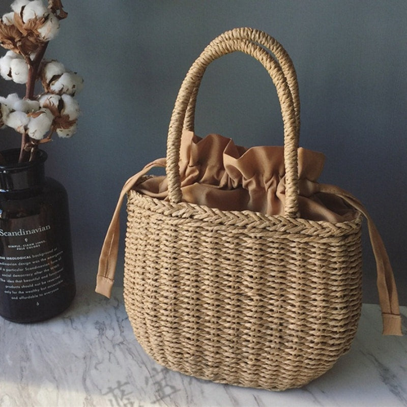Structured handwoven rattan bag