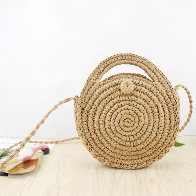 Handwoven straw crossbody bag in brown tones – another view (2)