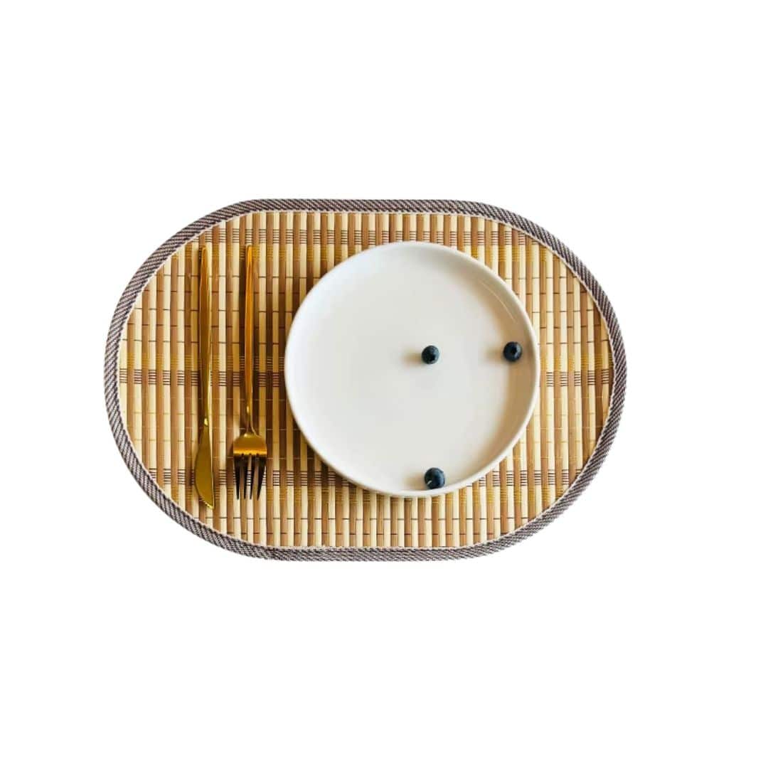 Oval Nordic handwoven bamboo placemat