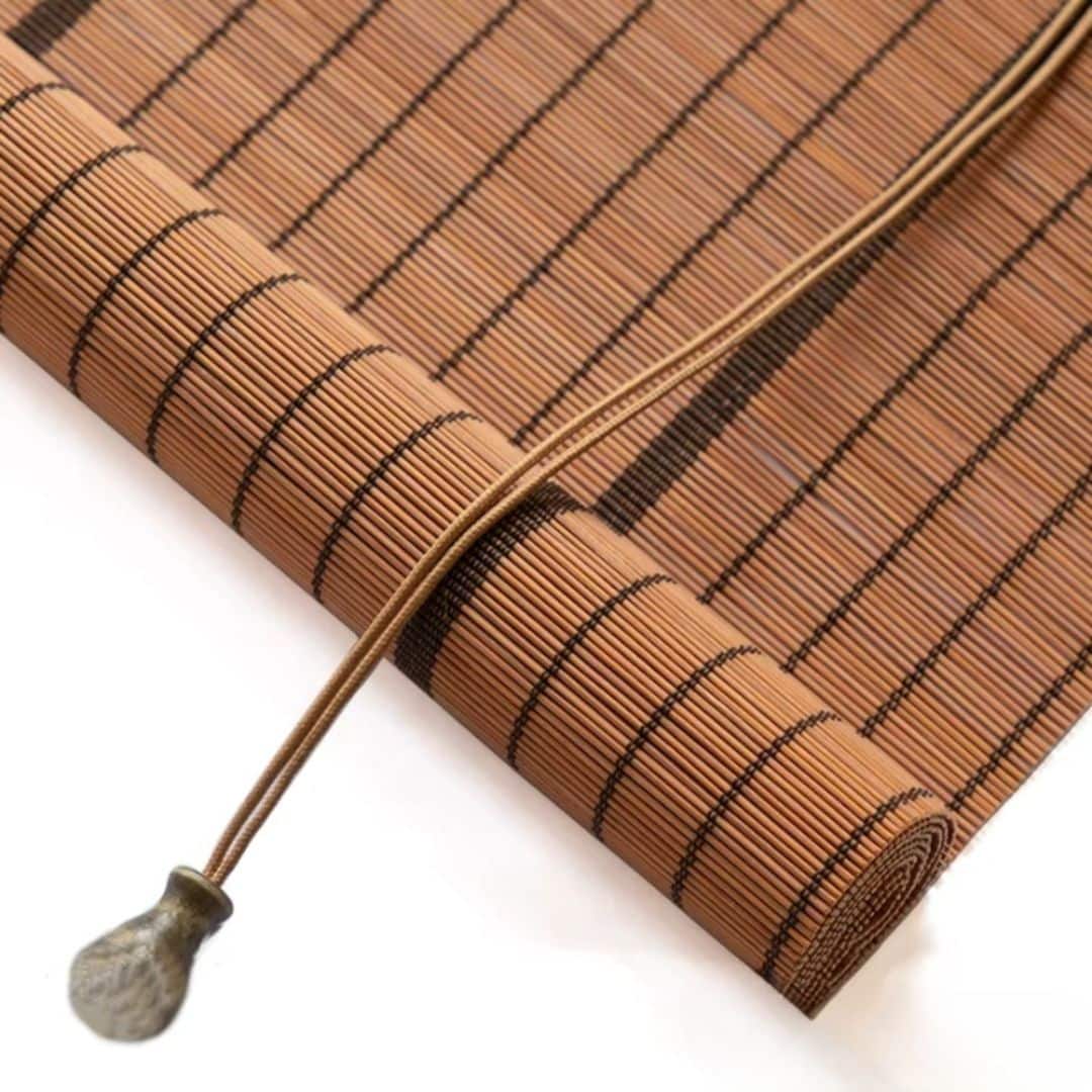 Fine translucent bamboo shade casting soft shadows – close-up detail