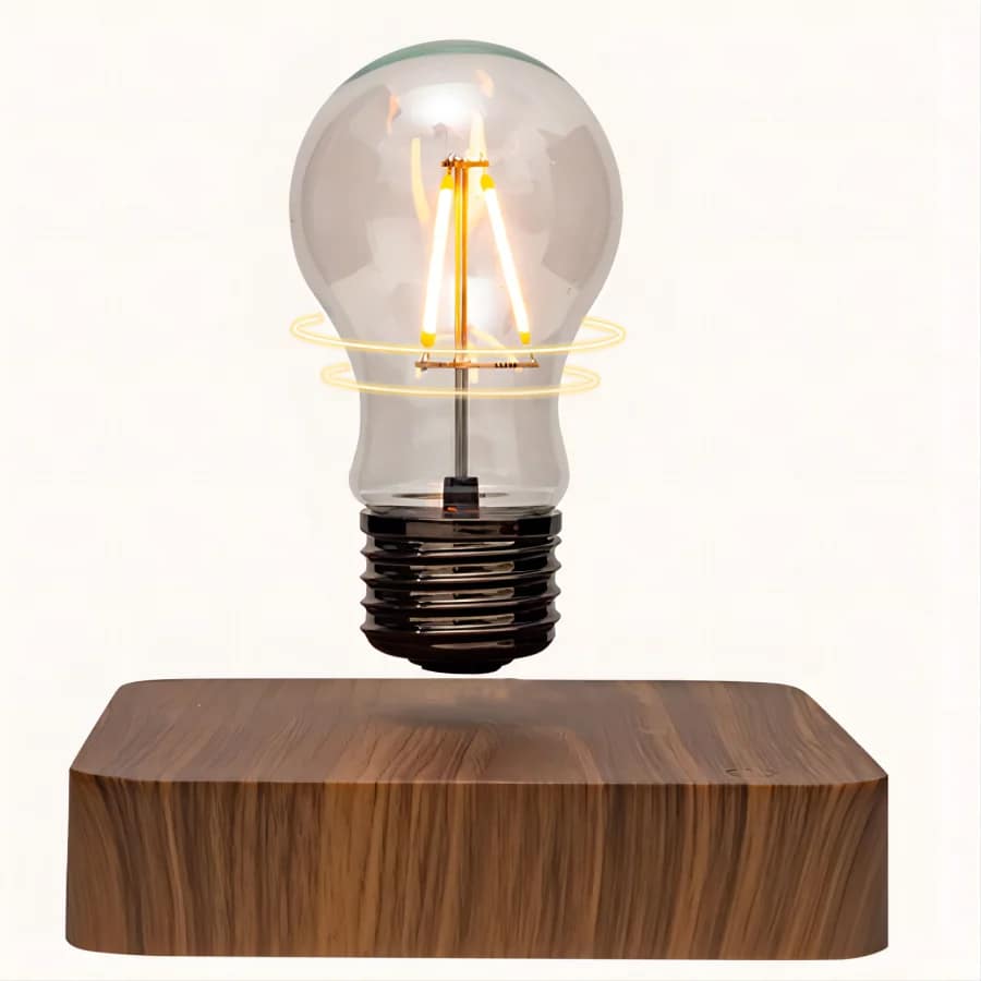 Levitating wood pendant light – shown lit (2)