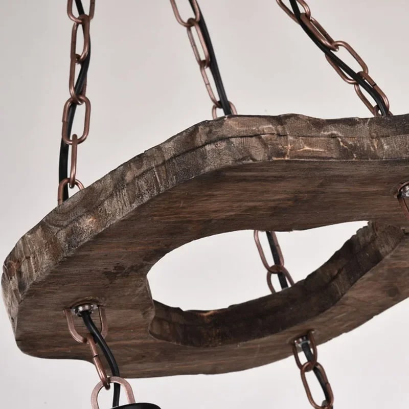 Driftwood branch chandelier with exposed filament bulbs – close-up detail