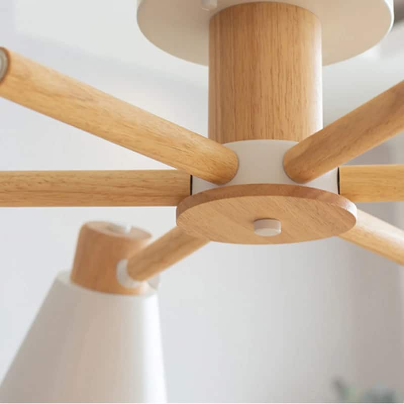 Nordic three-head adjustable wood pendant light – close-up detail