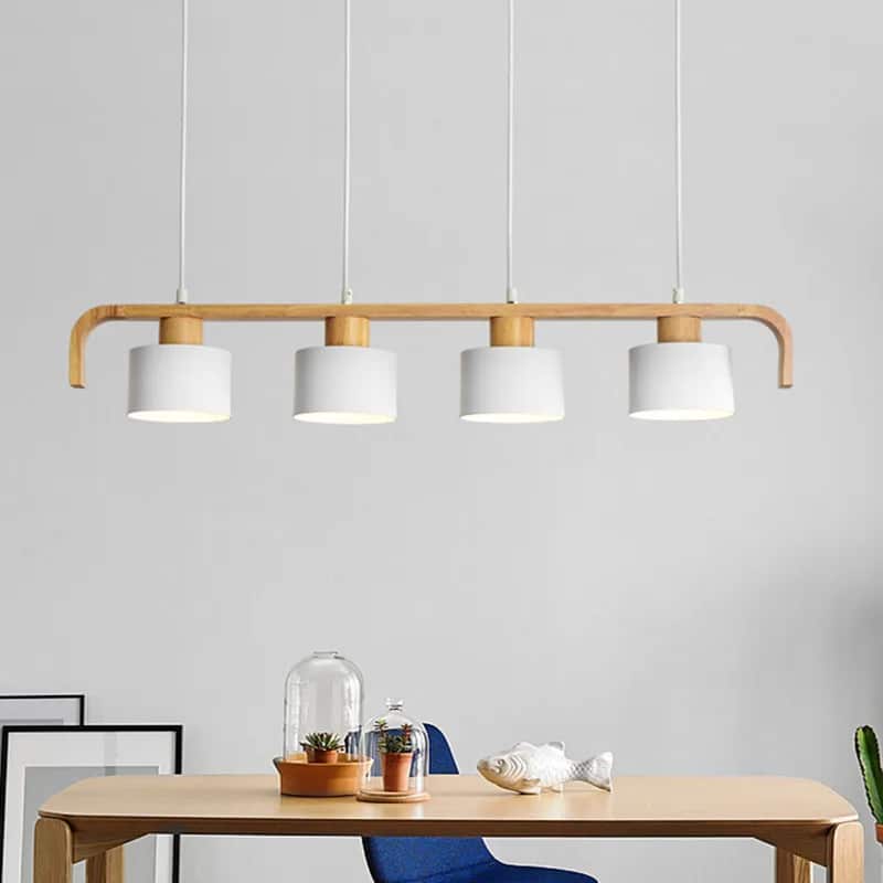 Hand-turned wood LED pendant light – white variant