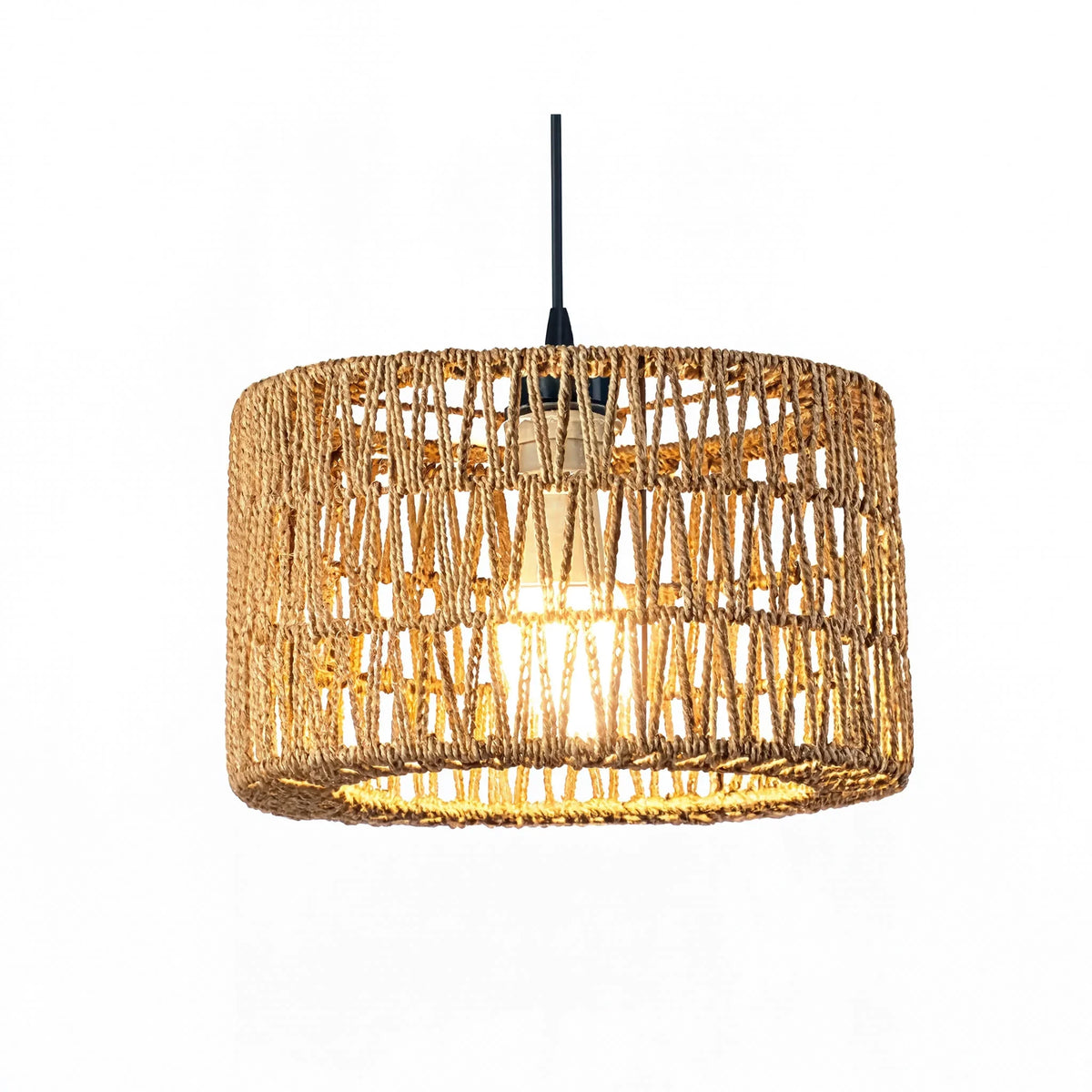 Syros woven jute rope drum pendant light