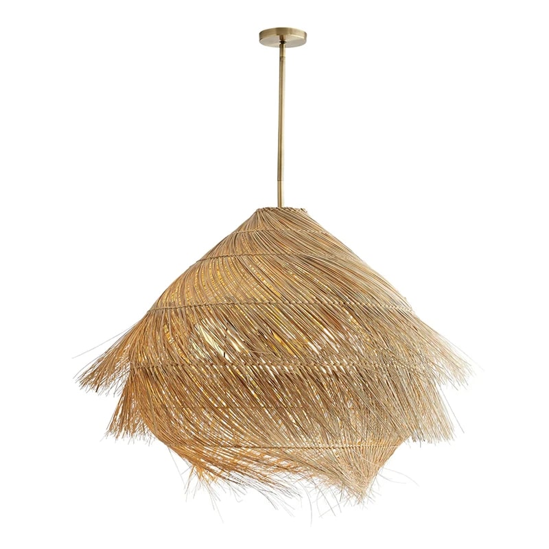Straw-look woven pendant light with three LEDs