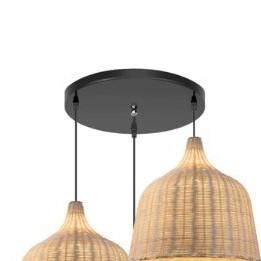 Handmade bell-shaped rattan pendant light with a natural finish – close-up detail