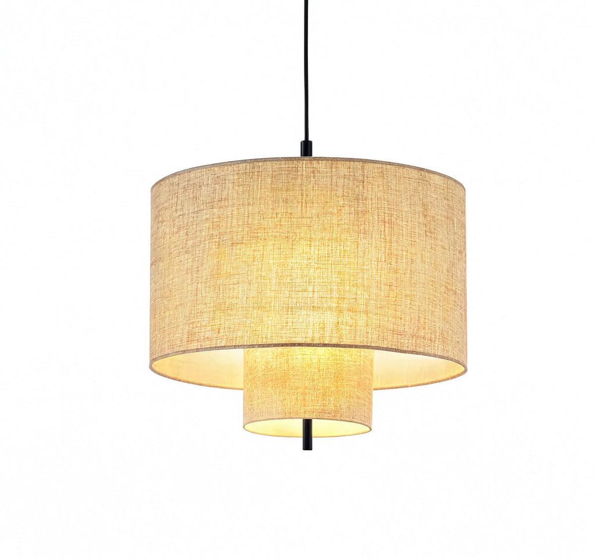 Positano double drum beige fabric pendant light