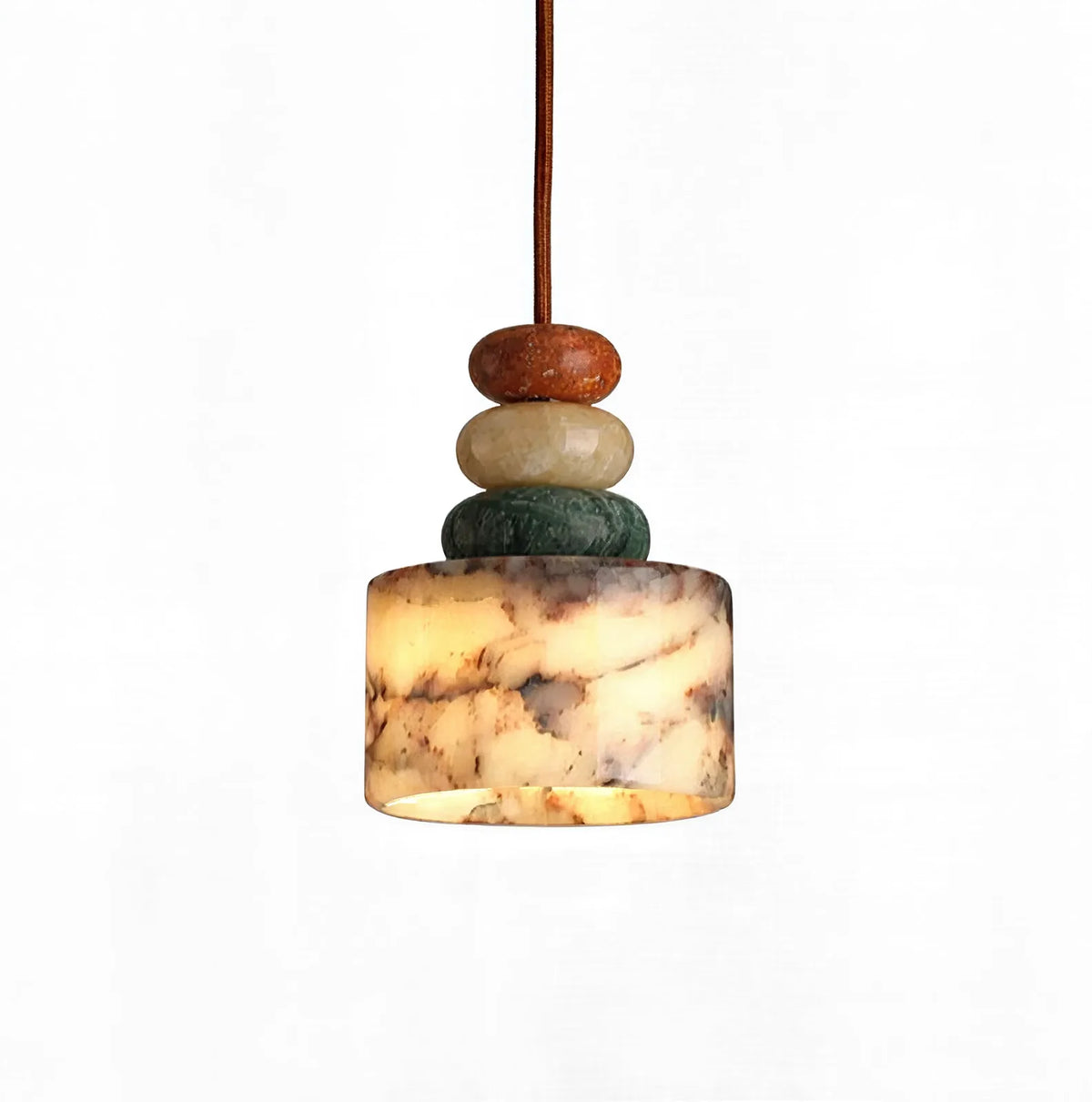 Agrigente stacked stone and marble pendant light