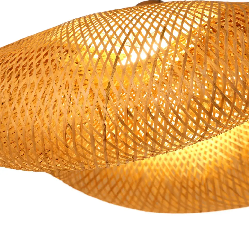 Calypso wavy woven rattan pendant light – close-up detail
