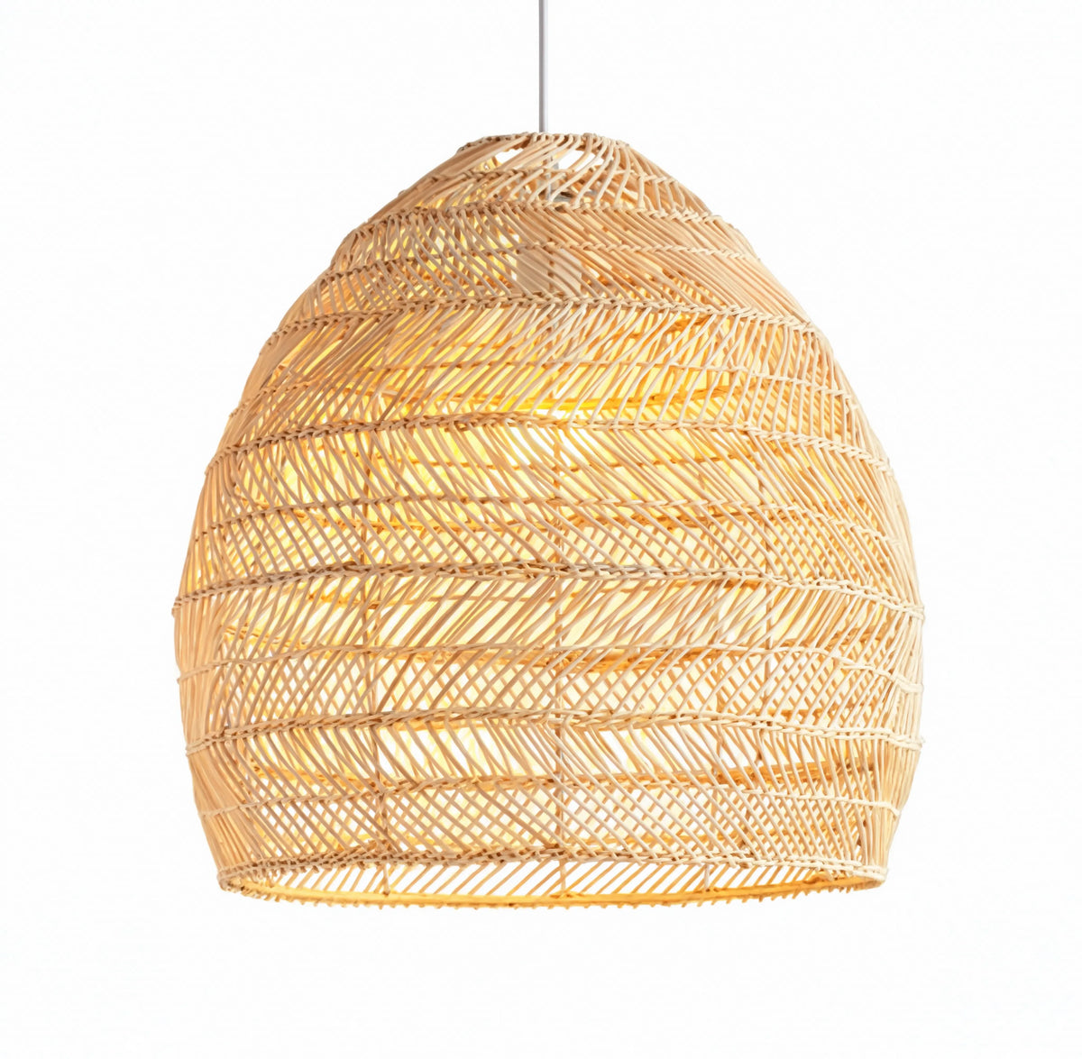 Skopelos open-weave rattan bell pendant light