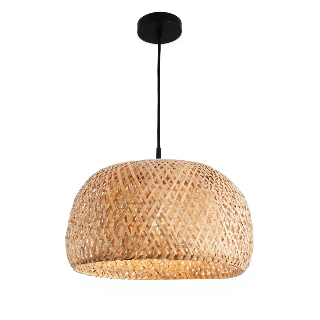 Délos woven rattan dome pendant light