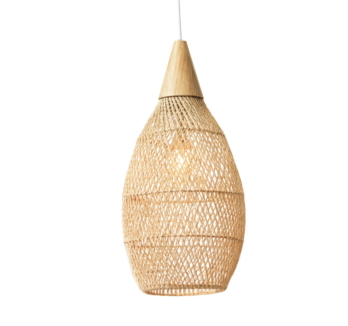 Kalymnos tall woven rattan cocoon pendant light