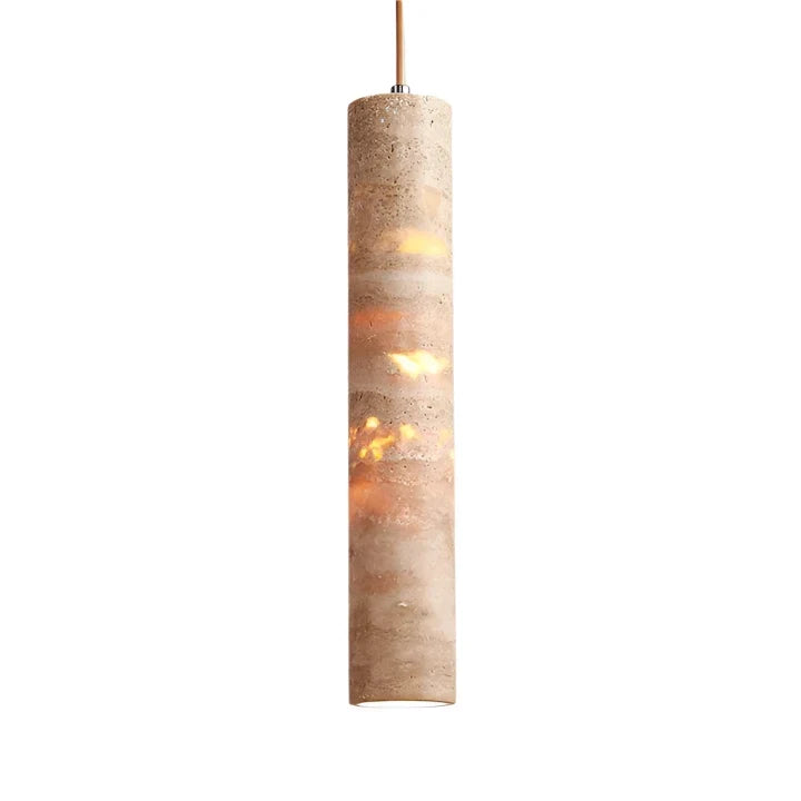 Camarina slim travertine tube pendant light – 35 cm variant, another view