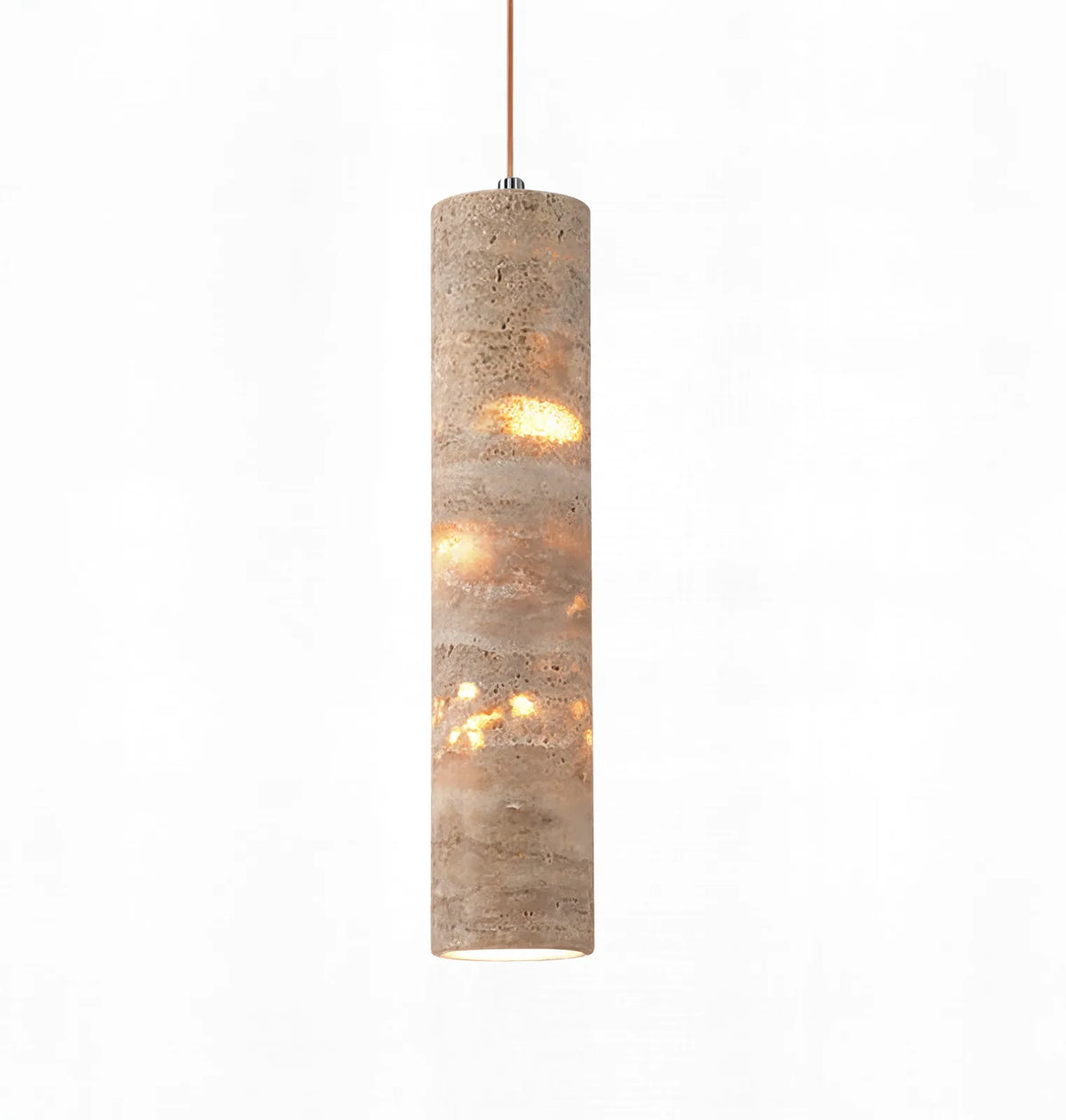 Camarina slim travertine tube pendant light – 25 cm variant