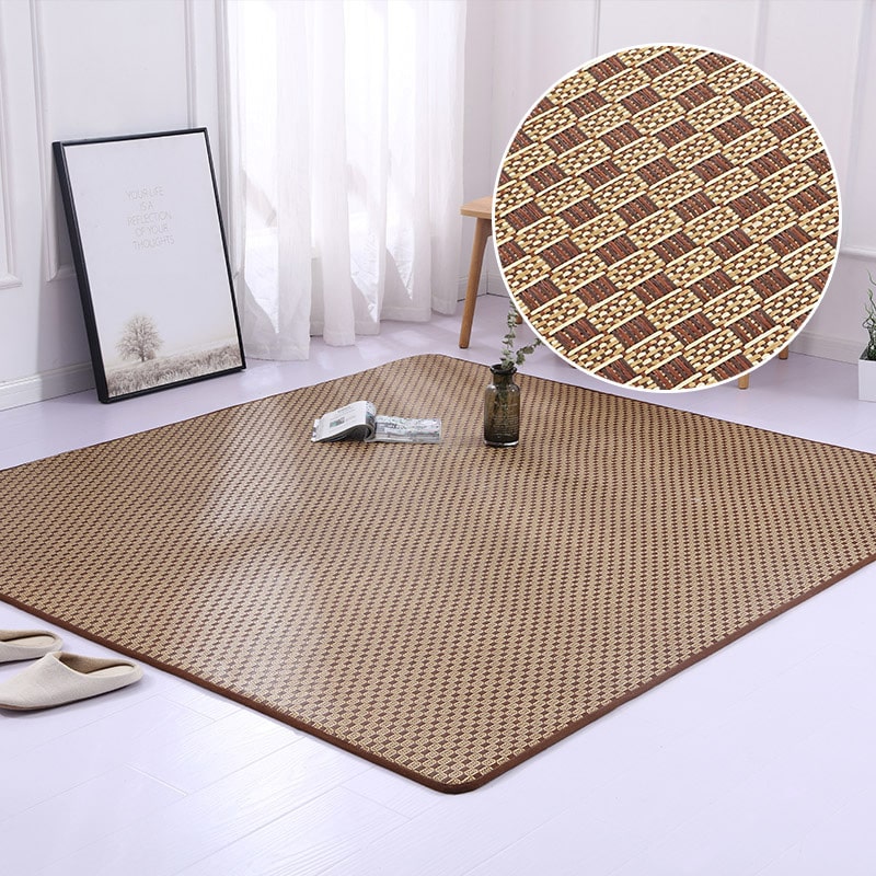 Thick rattan tatami-style play and relaxation mat – multiple views