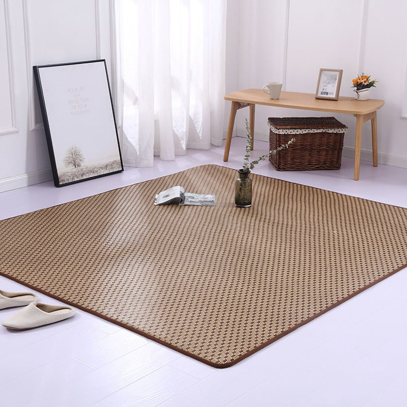 Thick rattan tatami-style play and relaxation mat – shown in a room setting