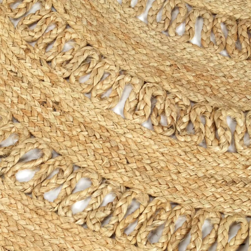 Chic beige rug with a tight circular weave – close-up detail