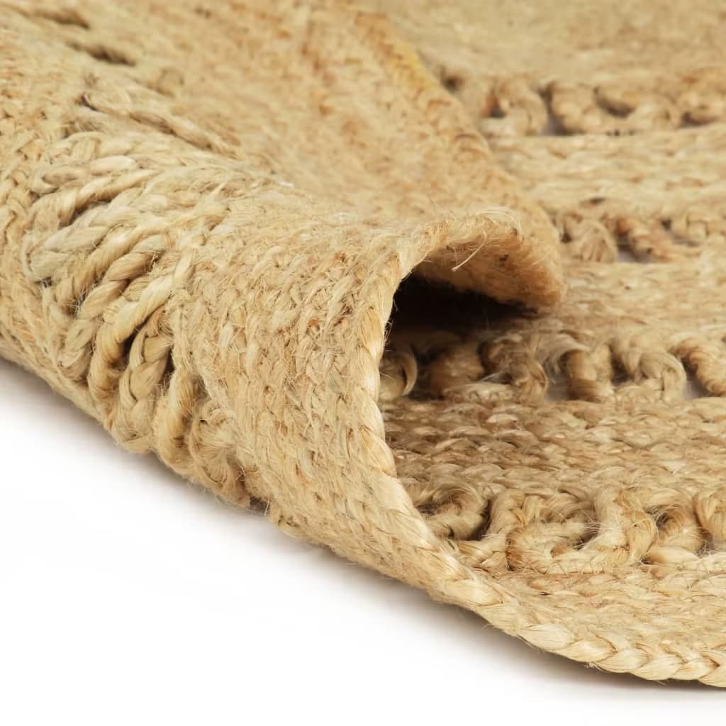 Chic beige rug with a tight circular weave – close-up detail (2)