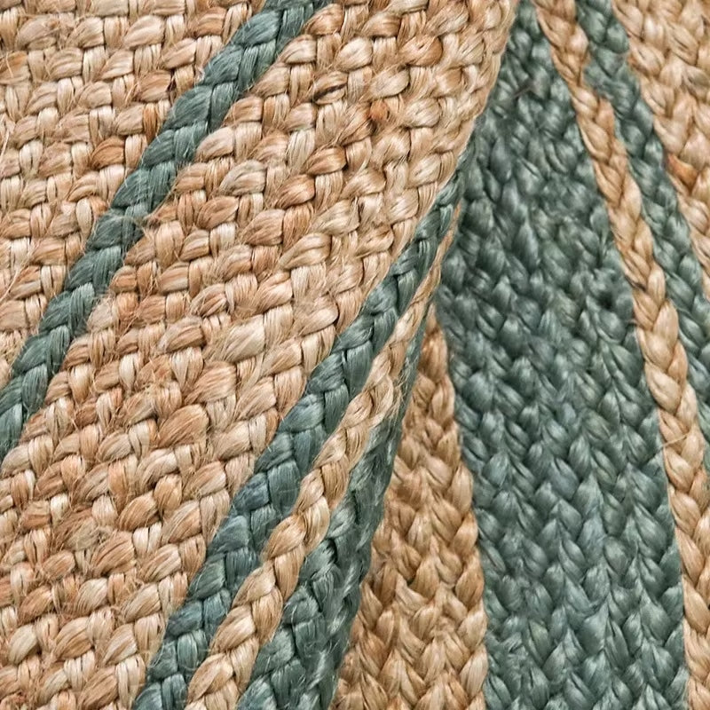 Traditional round handmade woven rug with circular motifs – close-up detail