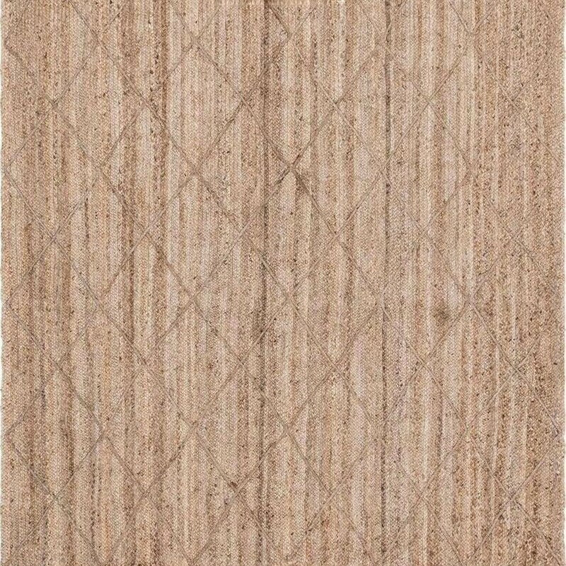 Rectangular rattan rug with a regular cross pattern – close-up detail