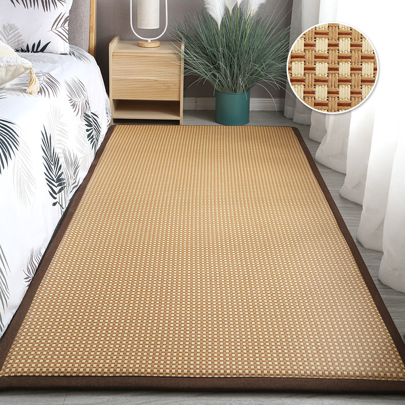 Rectangular synthetic rattan rug with a tight weave – multiple views