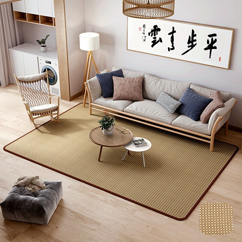 Thick rattan summer tatami mat – shown in a room setting (2)