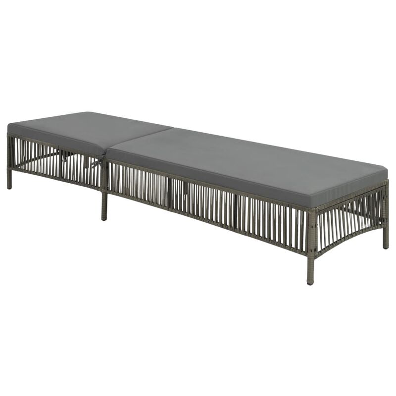 Gray PE rattan sun lounger with a cushion – another view (2)