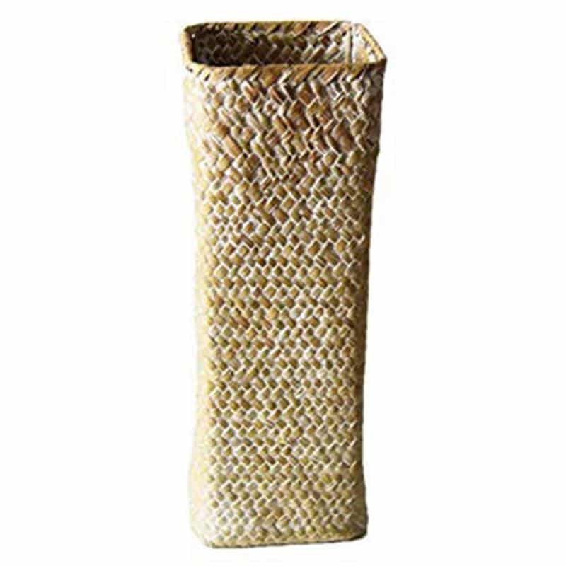 Small handwoven rattan flower vase