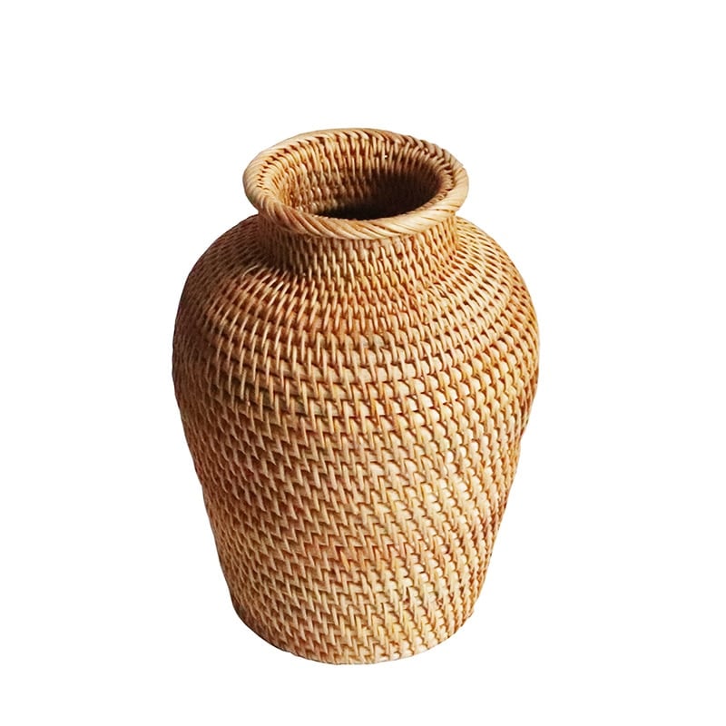 Classic slender natural rattan vase