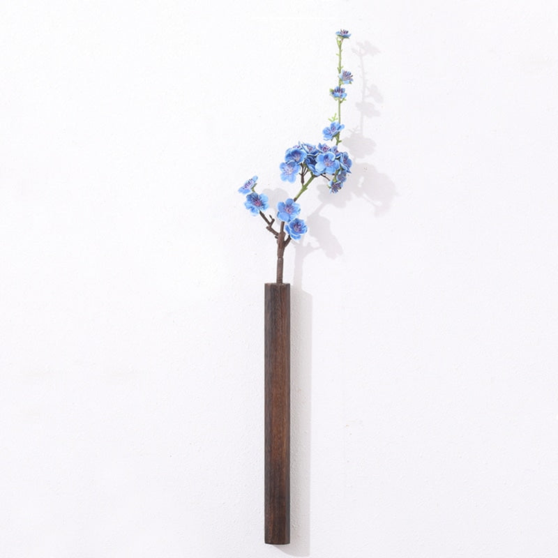 Slim dark wood wall vase with clean lines – another view (2)