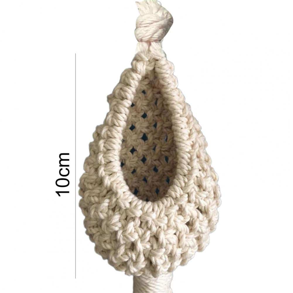 White woven cotton hanging planter basket – dimensions diagram (2)