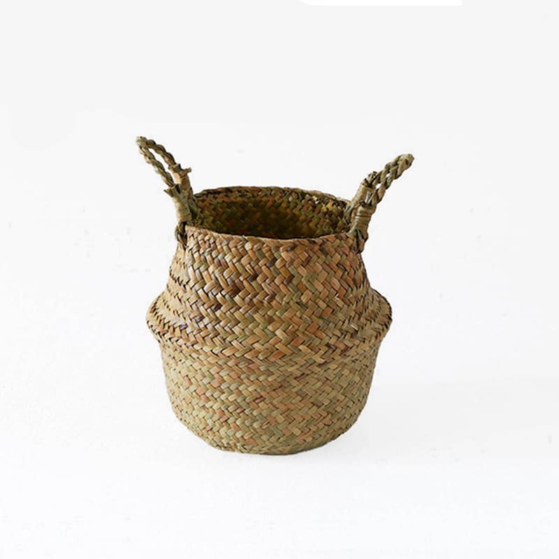 Wicker basket with symmetrical handwoven handles – another view