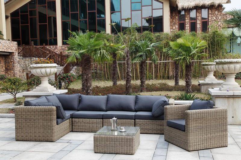 Genius olefin cushion cover set for Liberty modular lounge – shown outdoors (3)