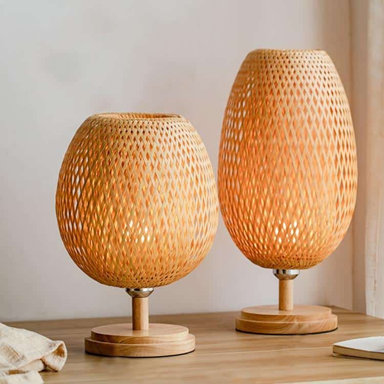 Handwoven natural rattan table lamp – multiple views (3)