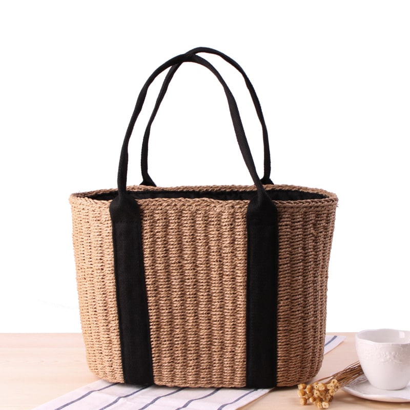 Woven rattan handbag – brown variant, another view