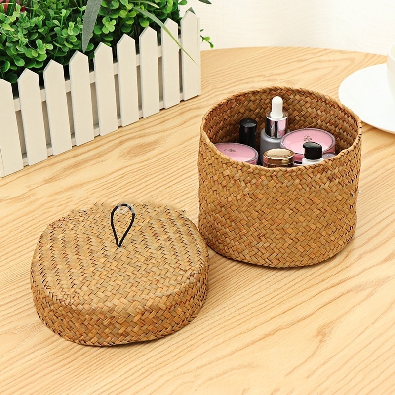 Open woven storage basket – shown in a room setting
