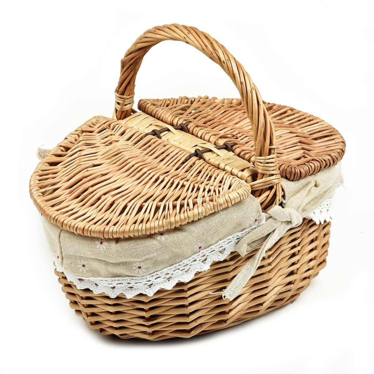 Woven rattan basket with a flip lid