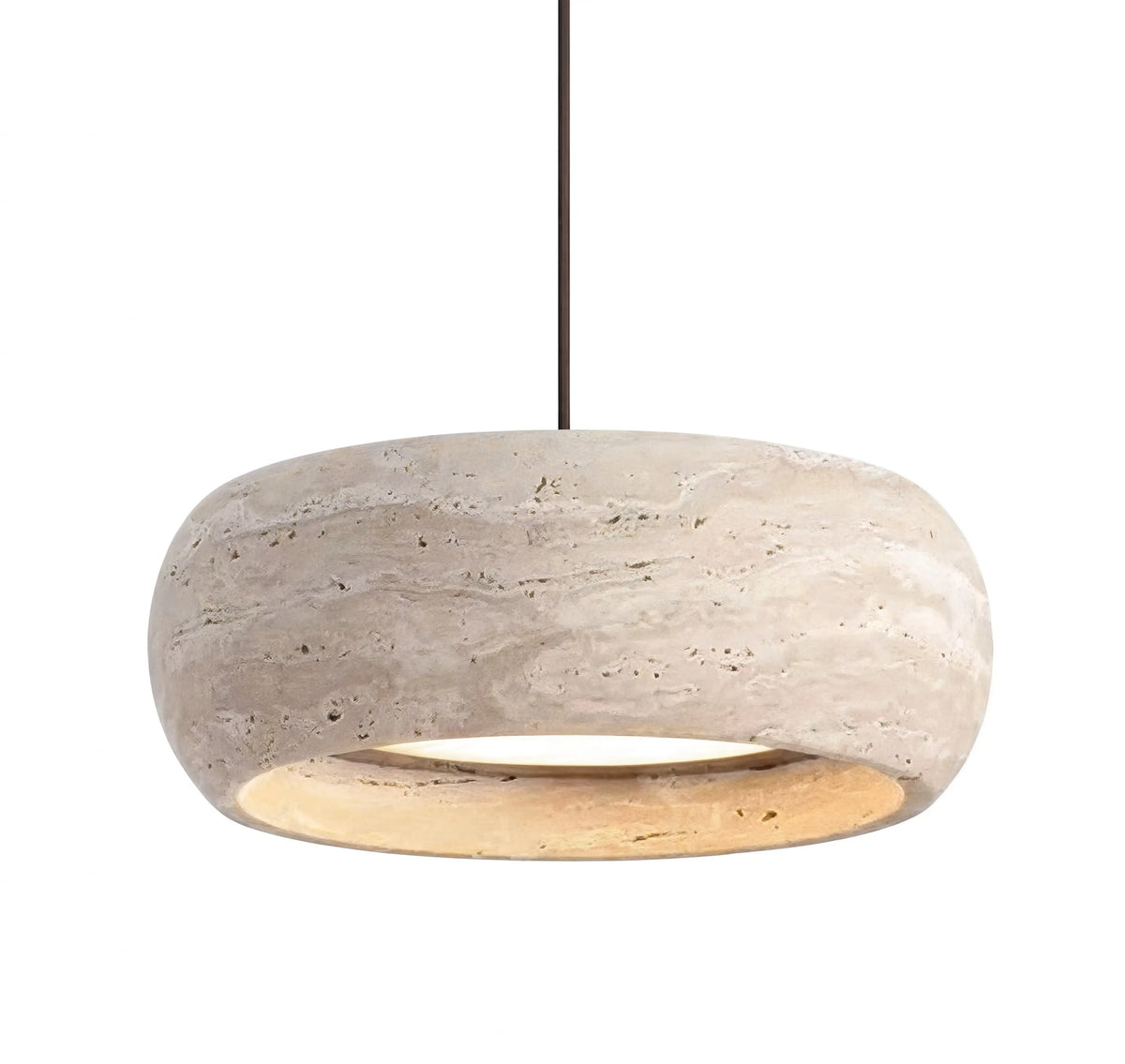 Claros travertine ring pendant light