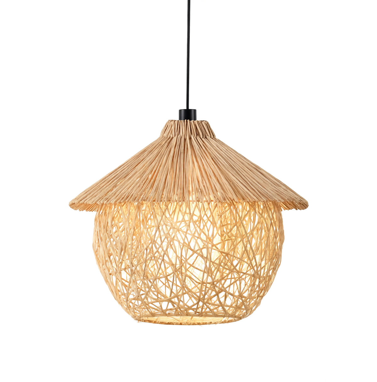 Locri boho rattan hut pendant light