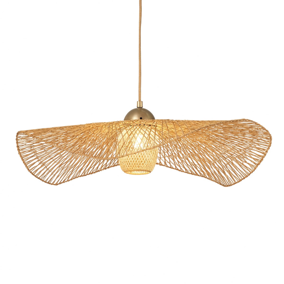 Marettimo wide-brim rattan hat pendant light