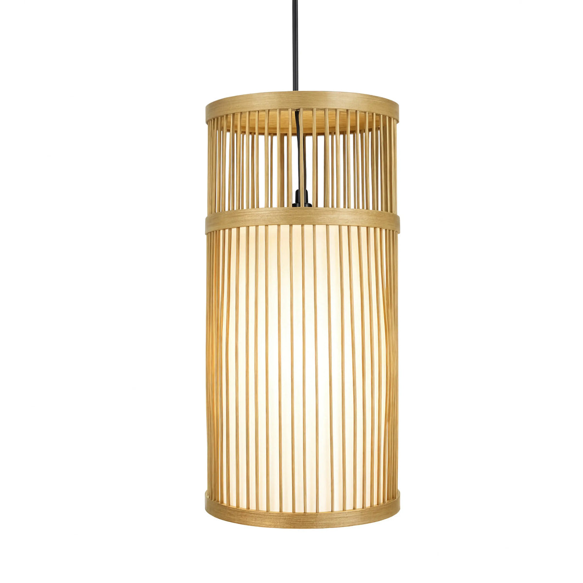 Murano slatted rattan column pendant light – natural variant