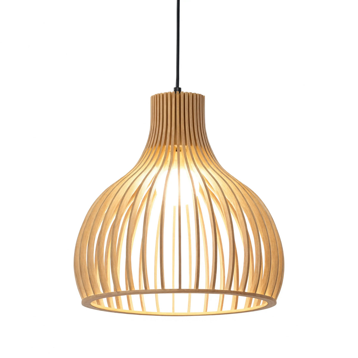 Paxos slatted rattan bulb pendant light